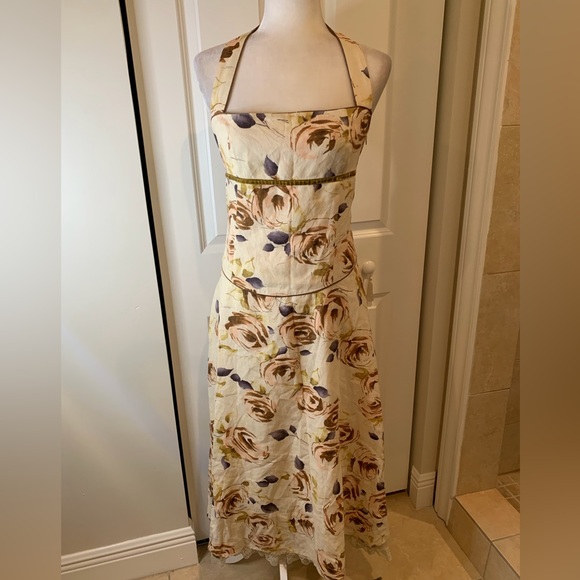 Sara Isabella Dresses & Skirts - Sara Isabella Linen Halter Open Back Fit & Flare Dress